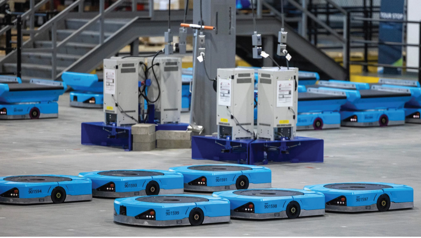 Amazon robots on floor of a fulfillment center