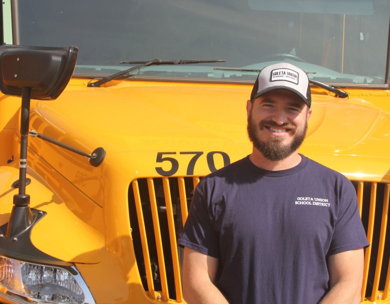 Goleta Union School District transportation supervisor Ben Hazen trains drivers on new systems for electric bus safety and operation, and occasionally, drives students himself.