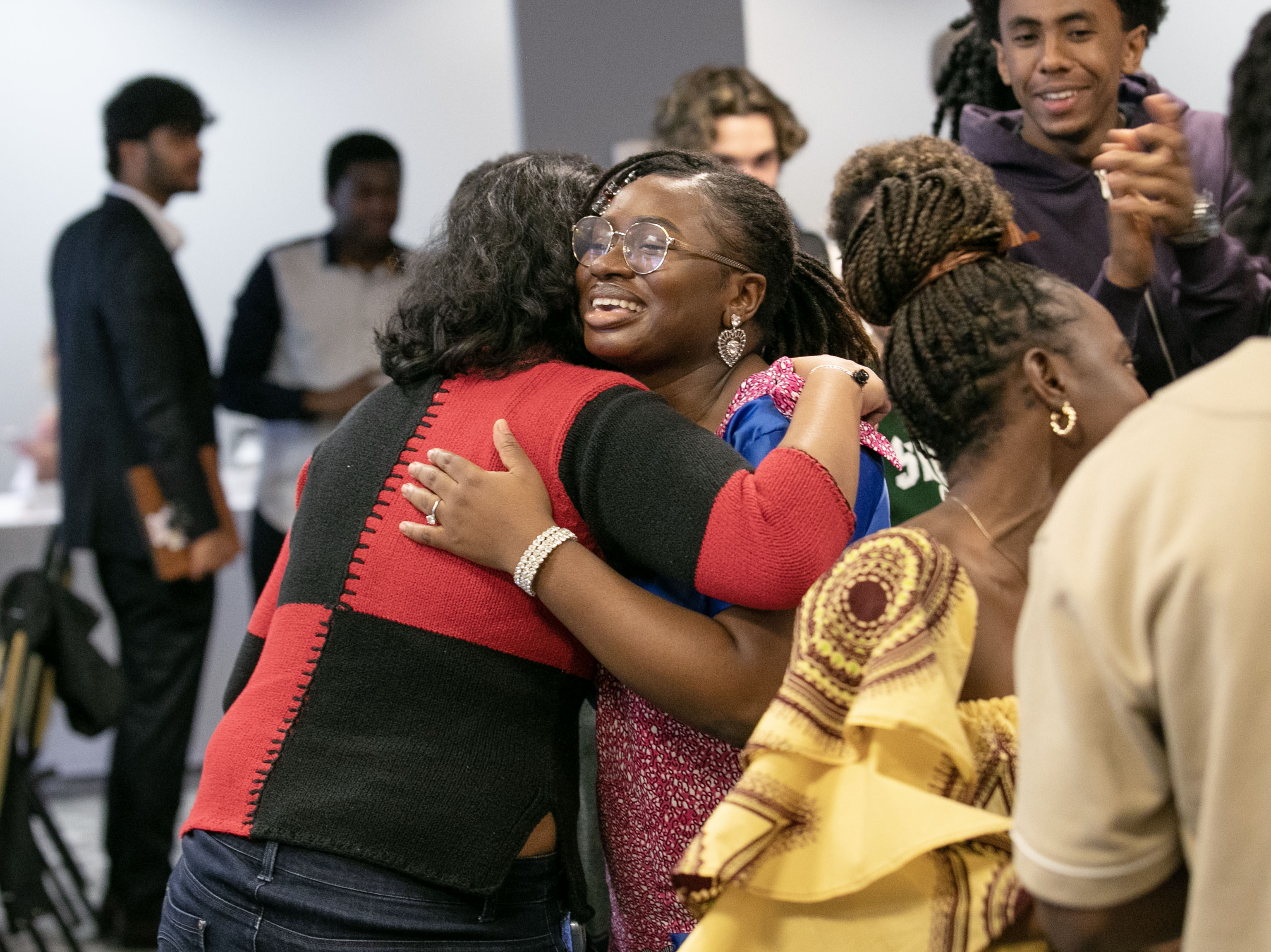 Malika Sawadogo ’24 celebrates after winning the 2024 Kenneth A. Freirich Entrepreneurship Competition.