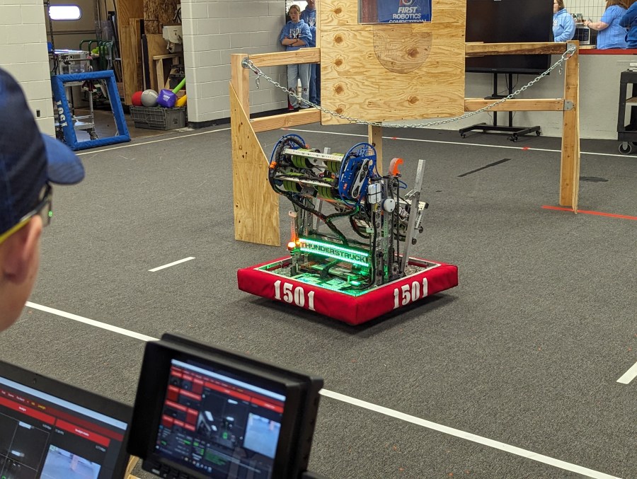 Huntington County Robotics Team shows off their robot named 'Thunderstruck'