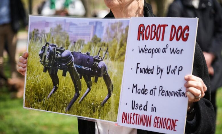 Protestors allege ‘robotic dogs’ produced by Penn spinout are involved in Israel-Hamas war Protestors allege ‘robotic dogs’ produced by Penn spinout are involved in Israel-Hamas war