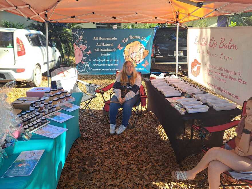 Rylee Dixon, 16, owner of Up Down Girl Skin Care Products, is seen selling her products at the 13th Annual Nigel's Crew 4 Autism Awareness Skeet Shoot. (Courtesy of Jim Dixon)