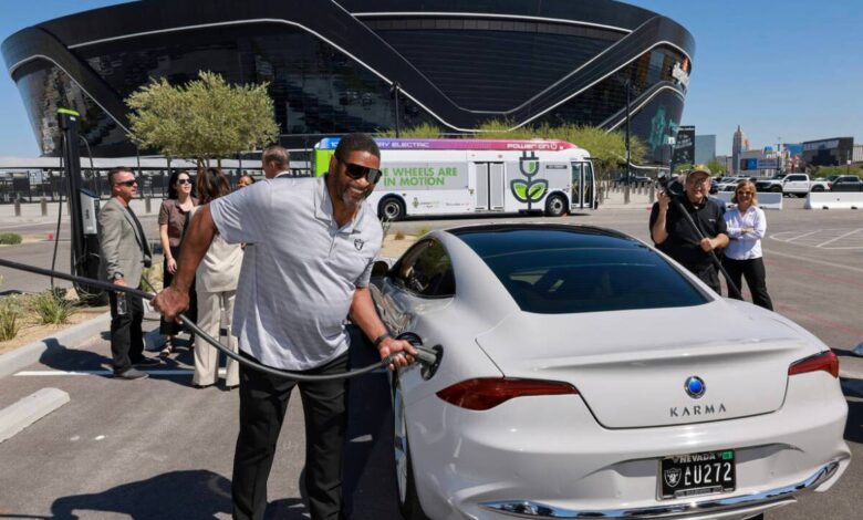 NV Energy, Raiders team up to offer electric vehicle charging stations at Allegiant Stadium | Allegiant Stadium NV Energy, Raiders team up to offer electric vehicle charging stations at Allegiant Stadium | Allegiant Stadium