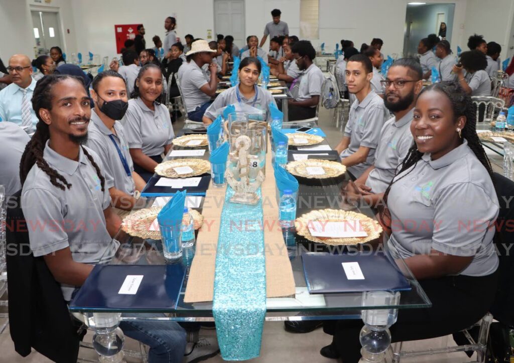 From left Xavier Fortune, Ajay Wallen, Shiel Williams Caroline Ramnath, Jervon Hospedales, Dylan Chadee and Saran Toby made the Dean's Honour Roll list, at the Ministry of Youth Development and National Service's Youth Aquaculture Rewards & Recognition Ceremony, at the California Youth Development Centre, Couva on April 8. - Photo by Angelo Marcelle  