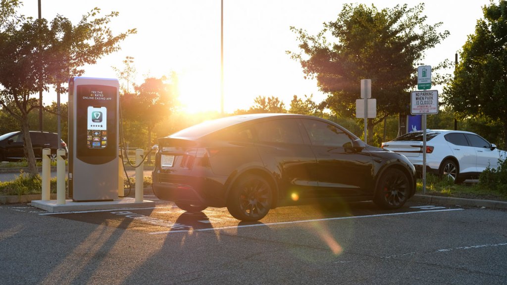 An EV charging station in  Leonia, New Jersey.