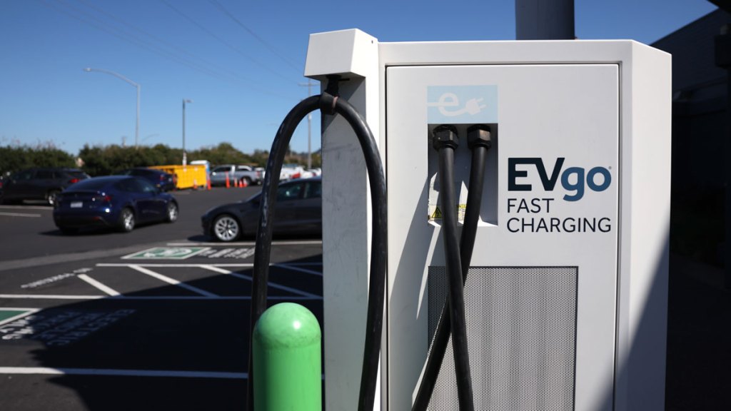 An EVgo electric-vehicle charging station.