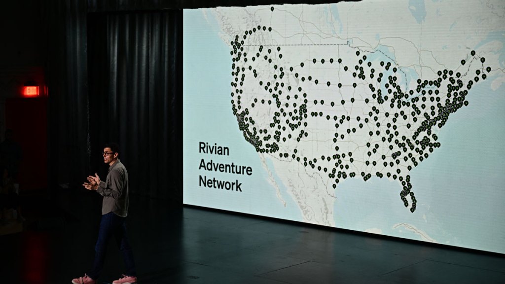 The CEO of Rivian, Robert Scaringe, talks about the automaker's Adventure Network plan for EV charging.