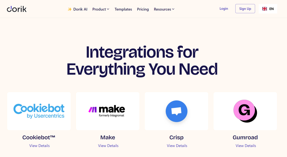 Dorik integrations.