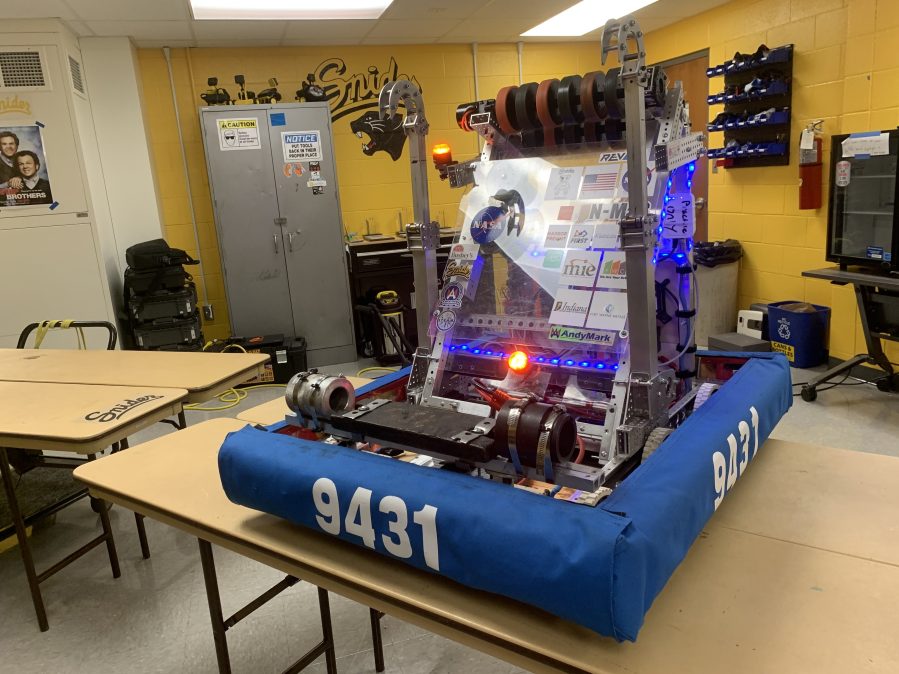 Snider shows off their robot heading to finals in Texas