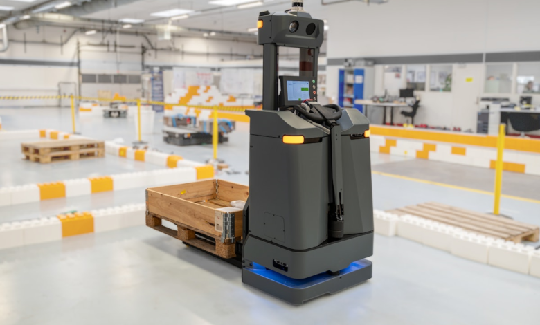 Pallet Jack Autonomous Mobile Robot From: Mobile Industrial Robots (MiR) Pallet Jack Autonomous Mobile Robot From: Mobile Industrial Robots (MiR)