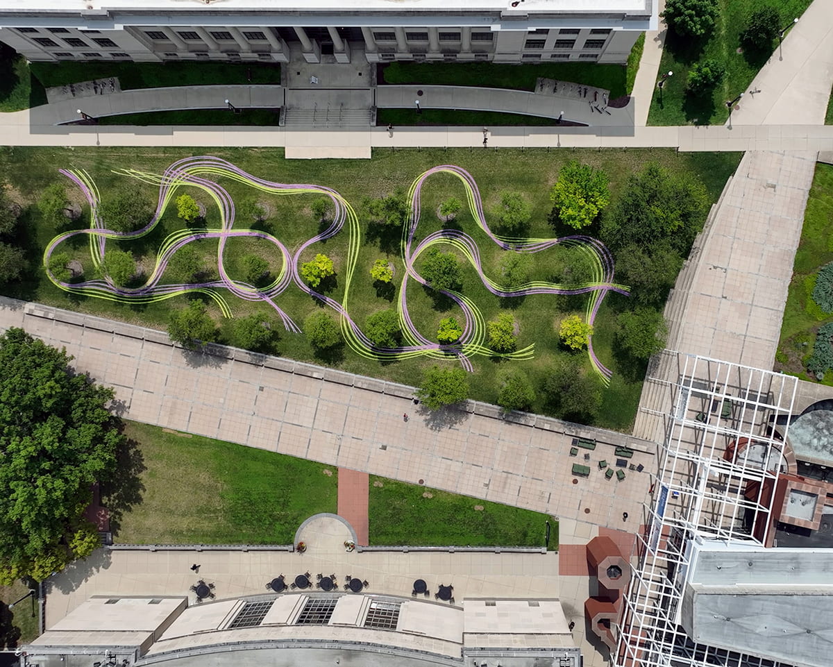 The Outpost Office's "Drawing Fields No. 7," which was located outside the Wexner Center for the Arts in August 2023. Credit: Erik Herrmann