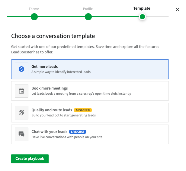 The four Chatbot conversation templates are listed.