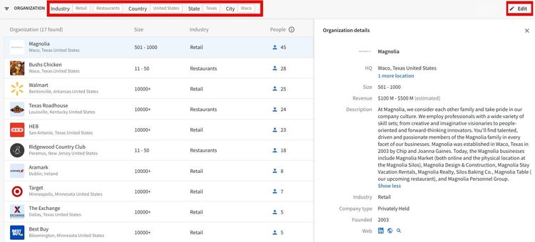 Filtered Prospector results are listed.