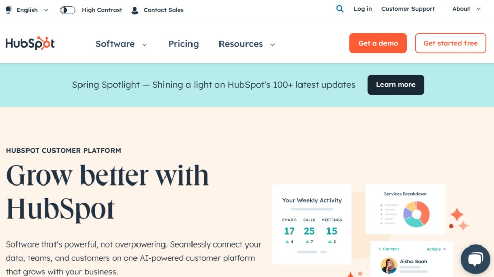 Website screenshot for Hubspot CRM