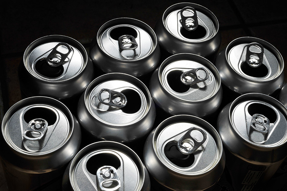 Aluminum cans for recycling.