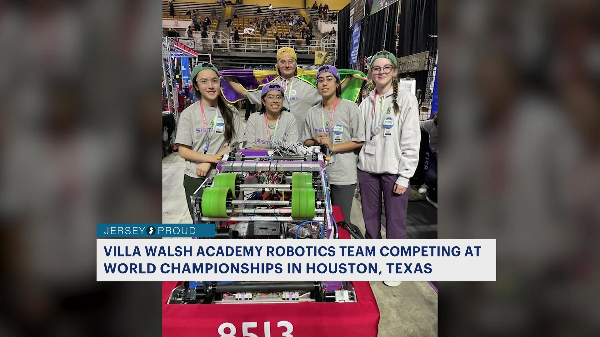 All-girls robotics team competing in robotics competition in Houston