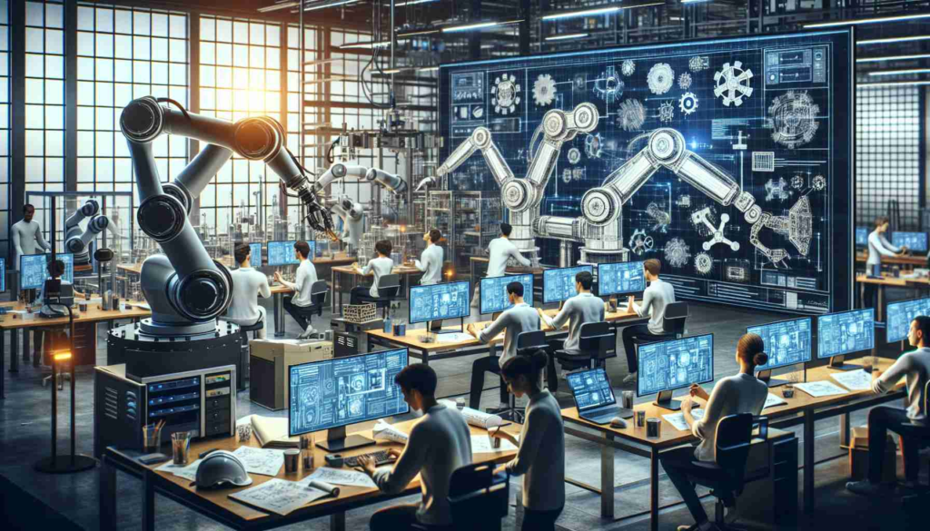 A high-definition, realistic photo that encapsulates the theme of 'Celebrating Advancements: A Look Into Pioneering Robotics'. The image showcases an innovative robotics lab with engineers of various genders and descents diligently working. It emphasises the cutting-edge technology such as robotic arms conducting intricate tasks, autonomous vehicles being tested, and AI servers flickering with data. The atmosphere of the lab is captured with elements like blueprints strewn across workstations, enthusiastic discussions among the team, and the sense of accomplishment reflected in their expressions.