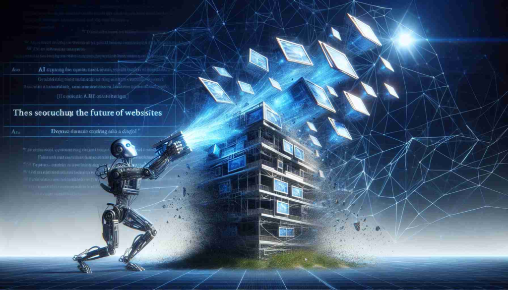 A high-resolution realistic image depicting the concept of 'Shaking Up the Web: How Durable AI Crafts The Future of Websites in Seconds'. Visual imagine a powerful AI machine in mid-action, quickly constructing futuristic looking websites. These websites are soaring up from the AI, like buildings from a blueprint, symbolizing the rapid creation process. The background portrays a web-like structure to emphasize the internet theme.