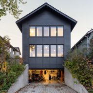 Gabled house with an open garage