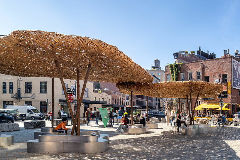 llLab weaves a 'bamboo cloud' design pavilion to float over lower manhattan