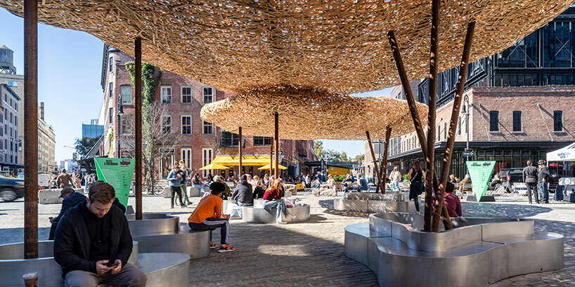 llLab weaves a 'bamboo cloud' design pavilion to float over lower manhattan