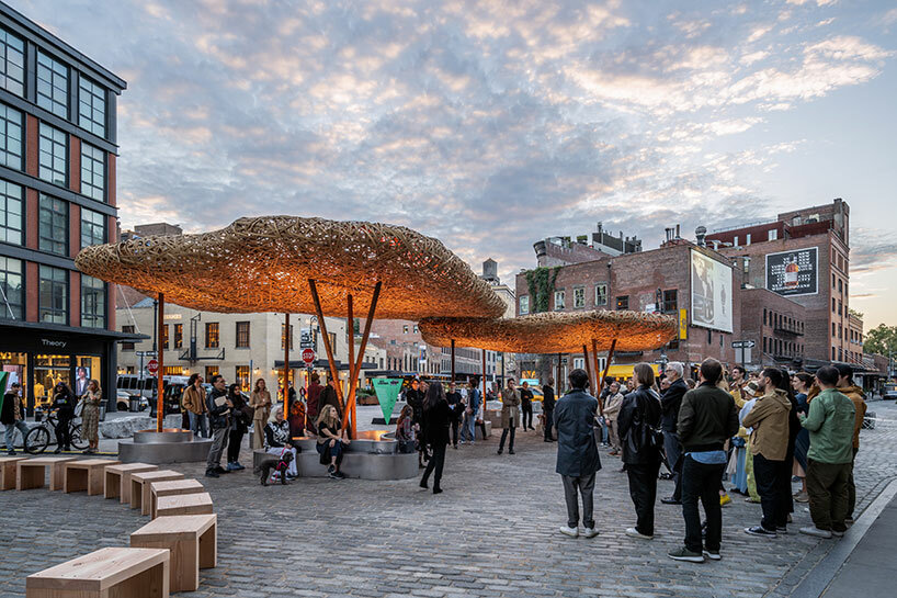 llLab weaves a 'bamboo cloud' design pavilion to float over lower manhattan