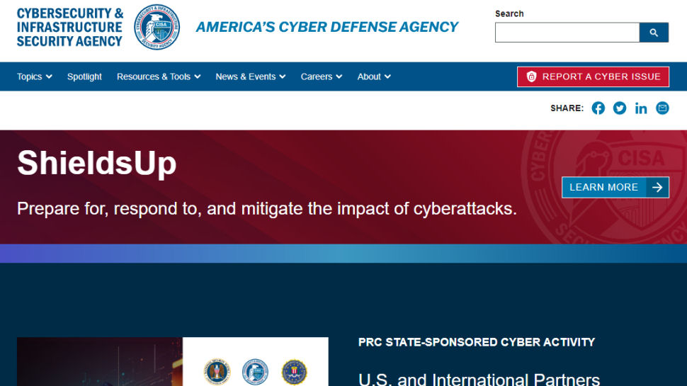 CISA website screenshot