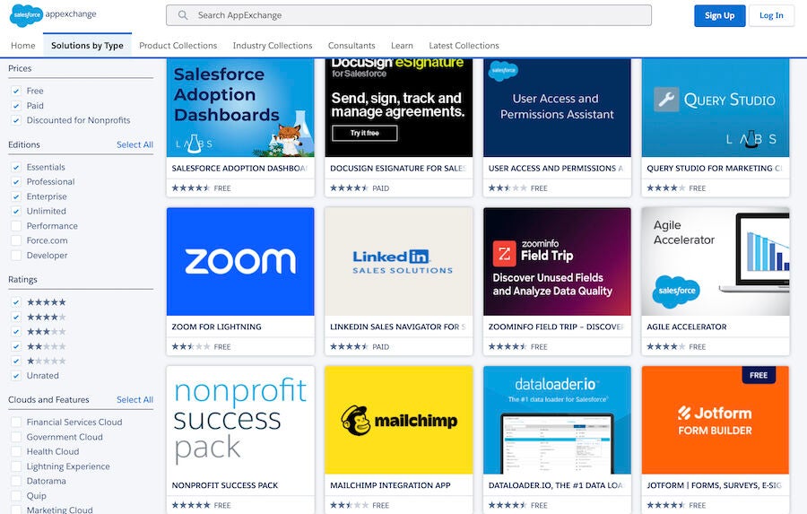 Several third-party integrations available for Salesforce on the AppExchange marketplace.