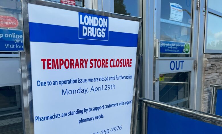 London Drugs closures remain in effect Monday London Drugs closures remain in effect Monday