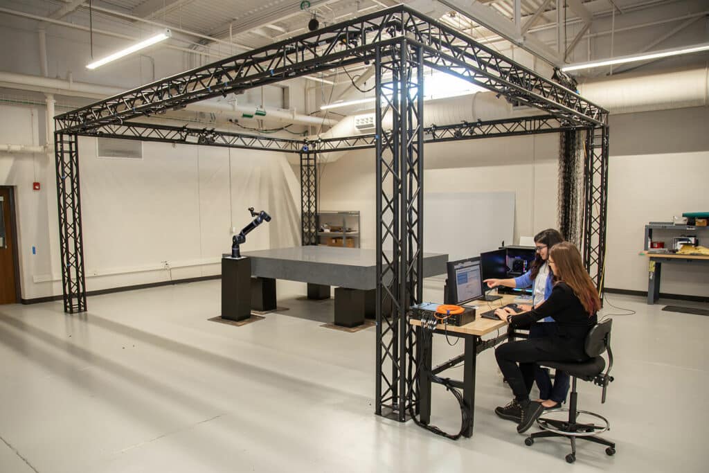 SwRI’s Space Robotics Center features an air-bearing table to simulate low-gravity conditions.