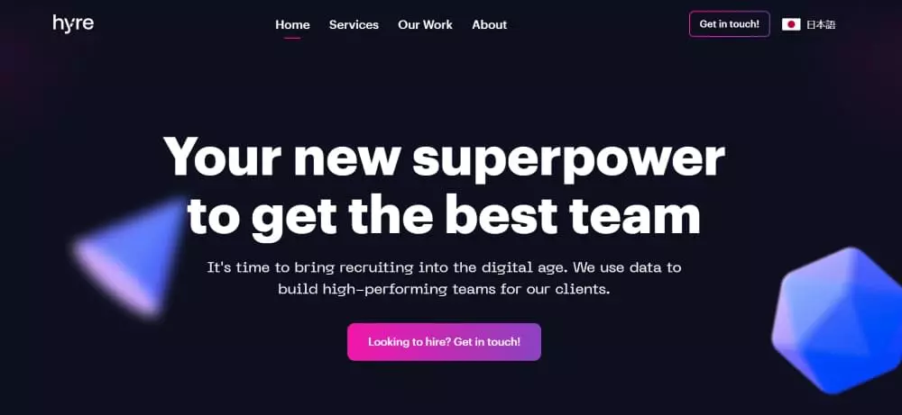 Hyre - dark mode website