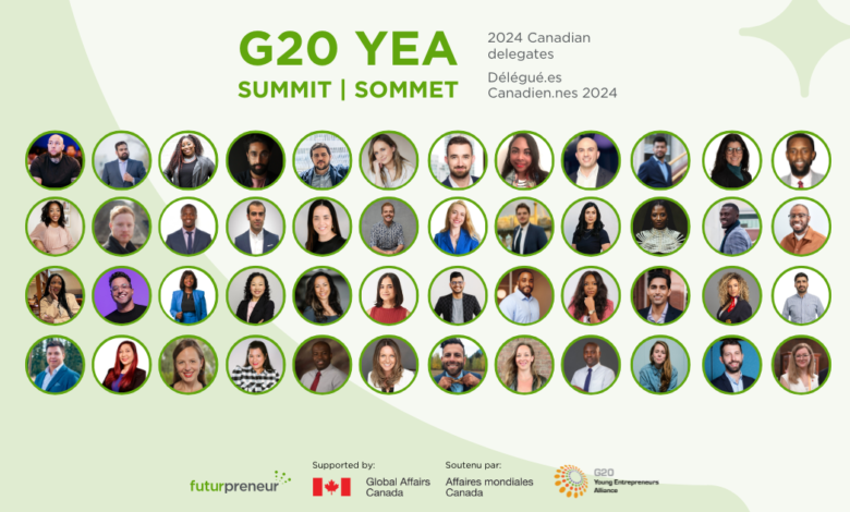 Futurpreneur announces 2024 Canadian delegation for the G20 Young Entrepreneurs’ Alliance Summit in Brazil Futurpreneur announces 2024 Canadian delegation for the G20 Young Entrepreneurs’ Alliance Summit in Brazil