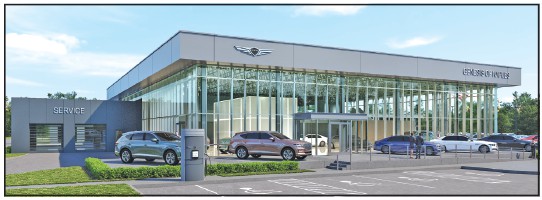 An artist rendering of a new 30,000-square-foot Genesis automobile dealership, anticipated to break ground in July with completion in the fourth quarter of 2025. COURTESY IMAGE