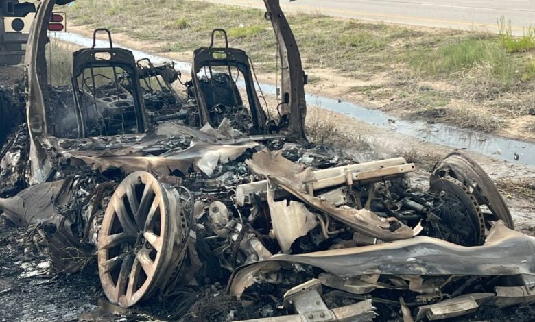 Tesla EV catches fire for hours on Colorado highway Tesla EV catches fire for hours on Colorado highway