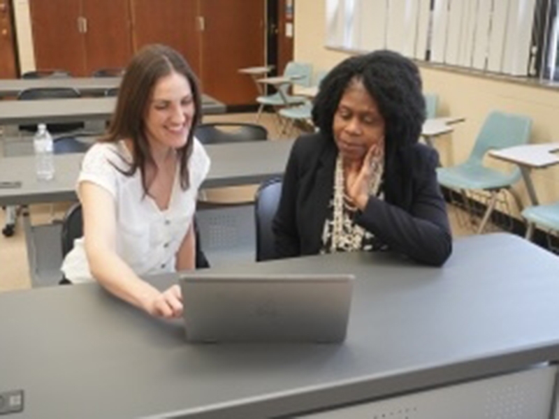 Meredith Adkins and Marilyn Bailey at the U of A at Pine Bluff. 