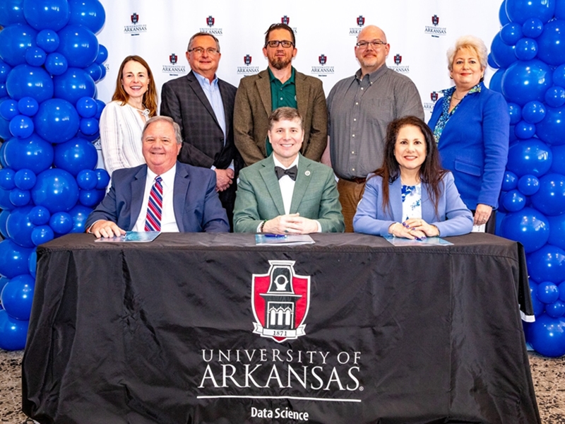 Front row from left: Provost Terry Martin, NWACC President Dennis Rittle and Dean Kim Needy; Back row: Jennifer Swartout, Karl Schubert, Jehiah Burchfield, Shane Carroll May and Christine Davis.