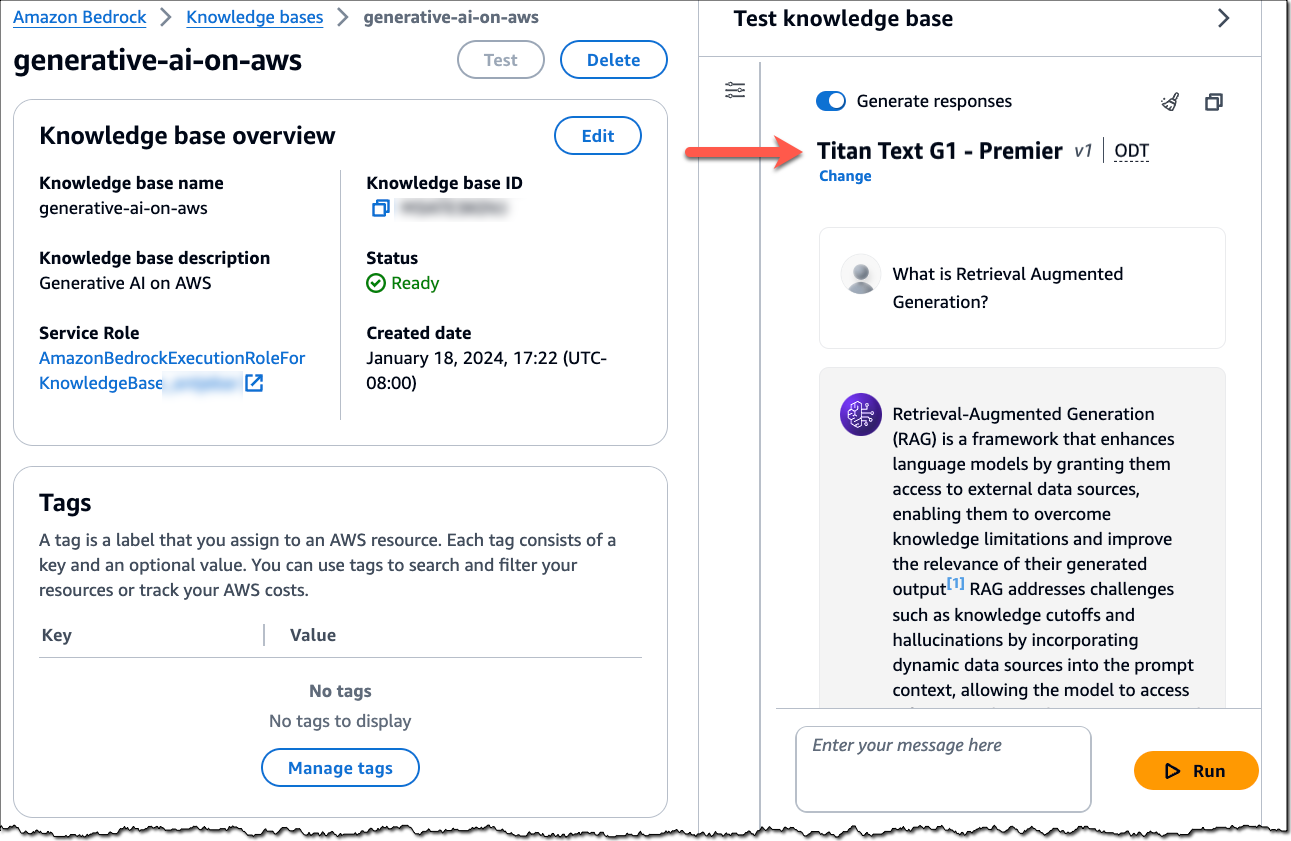 Amazon Titan Text Premier support in Knowledge Bases