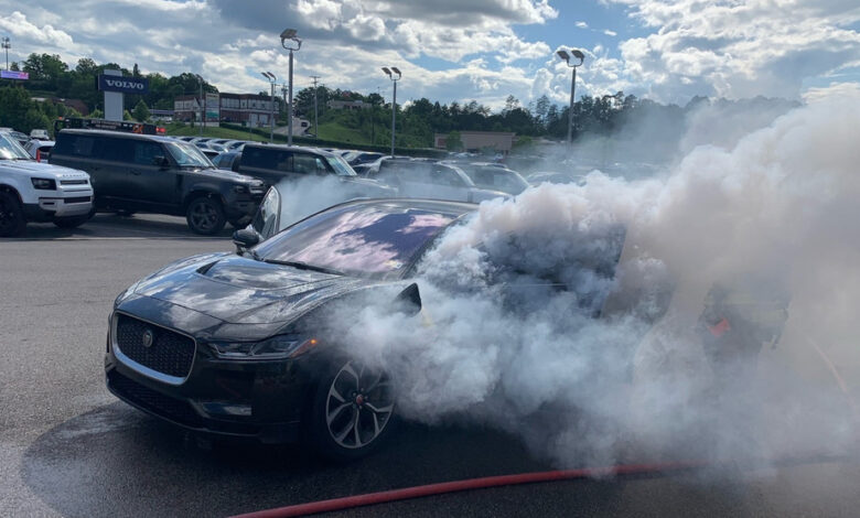 Electric vehicle caught fire at South Charleston car dealership Electric vehicle caught fire at South Charleston car dealership