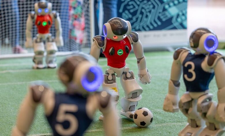 Robots play soccer at Geneva AI showcase Robots play soccer at Geneva AI showcase