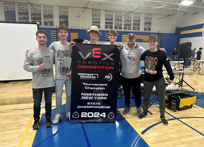 Wellsville Robotics 14895B "Big Cats" in alliance with Lake George won the Northern NYS Championship March 9 at the VRC Over Under Championships in Queensbury, N.Y. Wellsville also picked up the “Judges Award,” becoming the only team to win multiple awards.