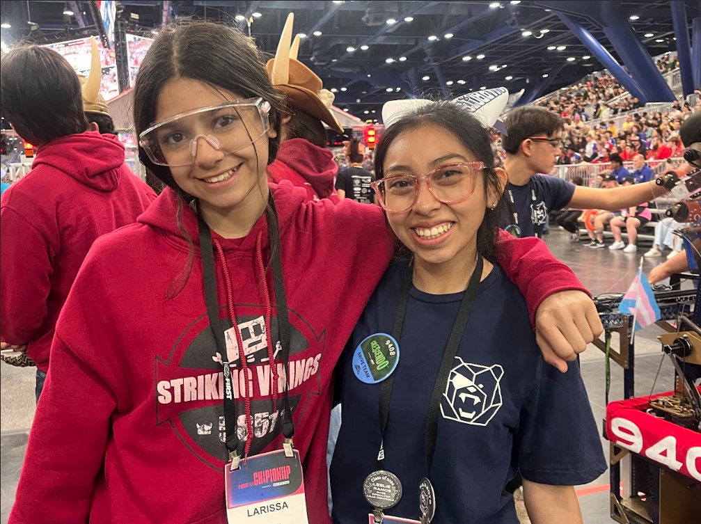 Members of the Striking Vikings and Warbots teamed up in an alliance to compete at this year's international 2024 FIRST Robotics Championship.