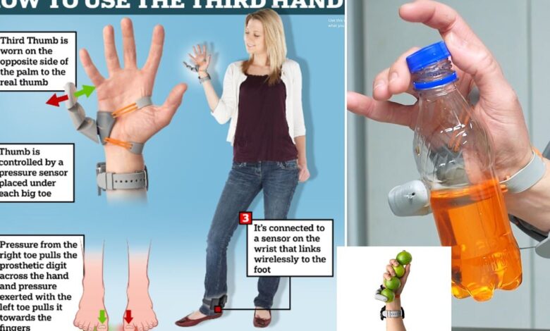 What would you do if you had a THIRD thumb? Robotic prosthetic allows people to open bottles, pick up objects and even peel a banana with one hand What would you do if you had a THIRD thumb? Robotic prosthetic allows people to open bottles, pick up objects and even peel a banana with one hand