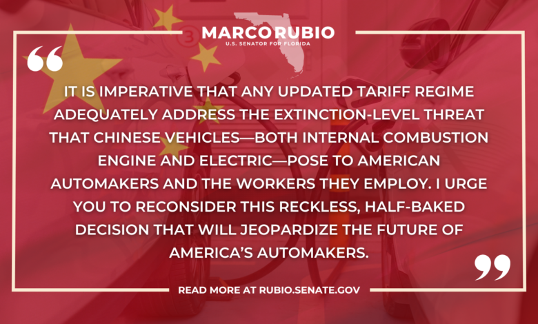Rubio Grills Biden on EV-focused China Tariffs Rubio Grills Biden on EV-focused China Tariffs
