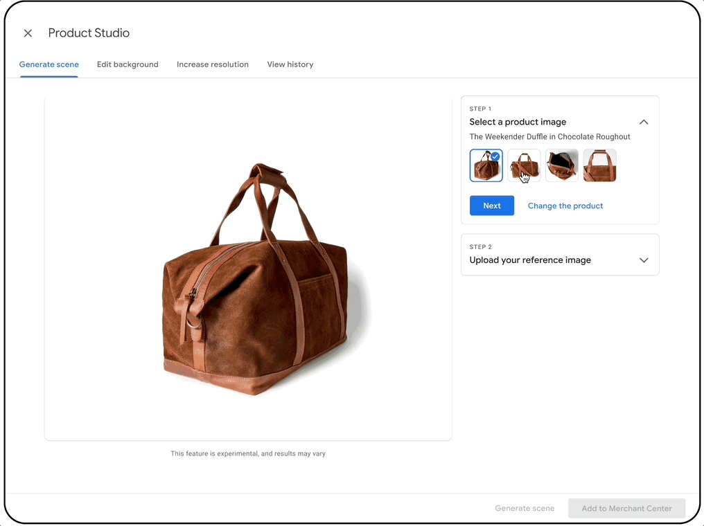 Image based background generation in Google Product Studio.