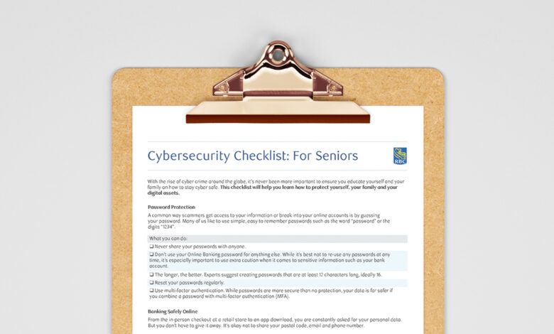 Cybersecurity Checklist for Seniors Cybersecurity Checklist for Seniors