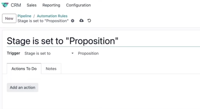 How to set up smart automation in the pipeline of the Odoo CRM Dashboard.