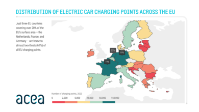 Interactive map – Correlation between electric car sales and charging point availability (2023 data) – ACEA