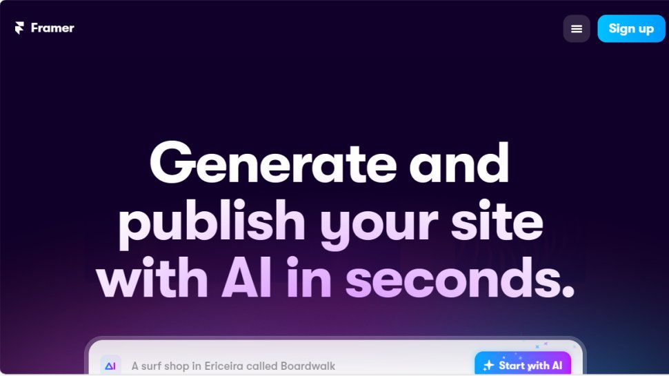 Website screenshot for Framer AI