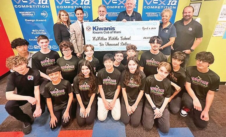 Kiwanis Club of Miami helps fund McMillan MS robotics team trip Kiwanis Club of Miami helps fund McMillan MS robotics team trip