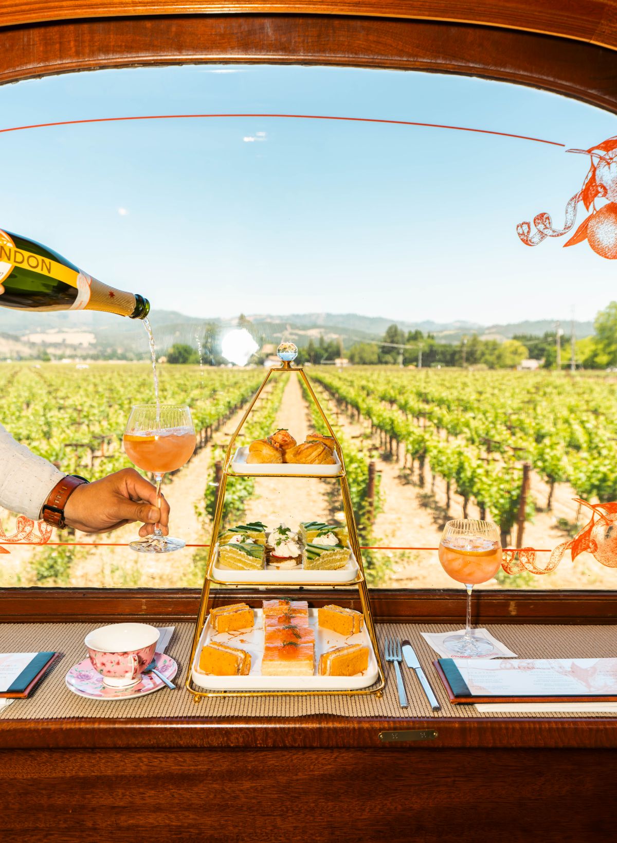 Afternoon tea on the Napa Valley Wine Train. (Courtesy of Napa Valley Wine Train)